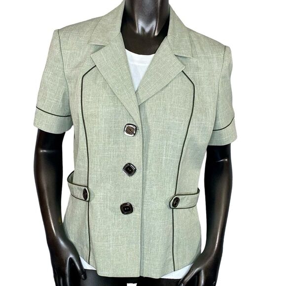 Perceptions Petite Short Sleeve Suit Jacket 3 Button Blazer Womens Size 12P - Picture 1 of 5